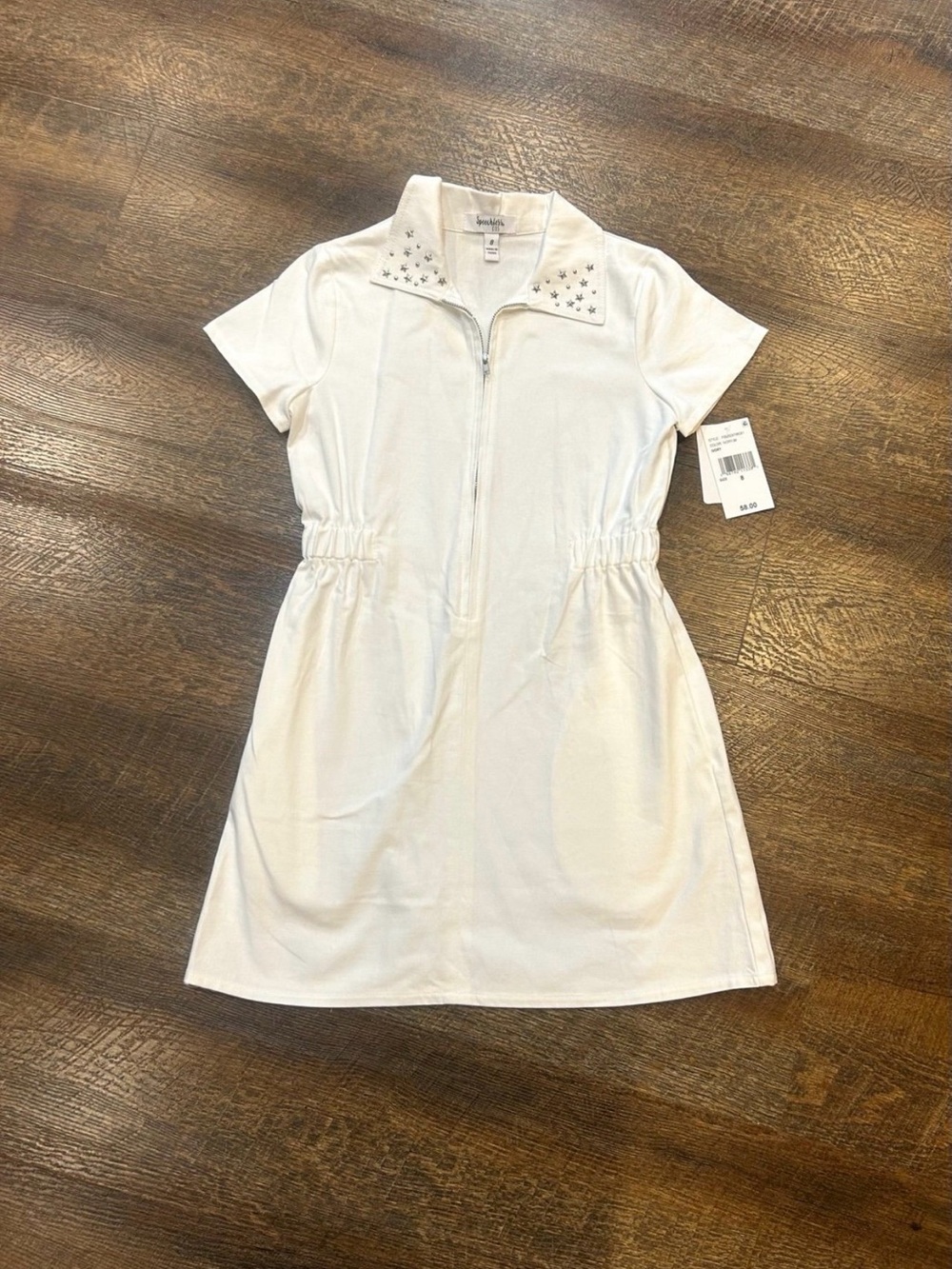 Speechless White Zip-Front Dress with Studded Collar